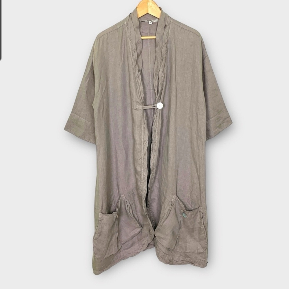 Stylish Gray Open Front Duster/kimono